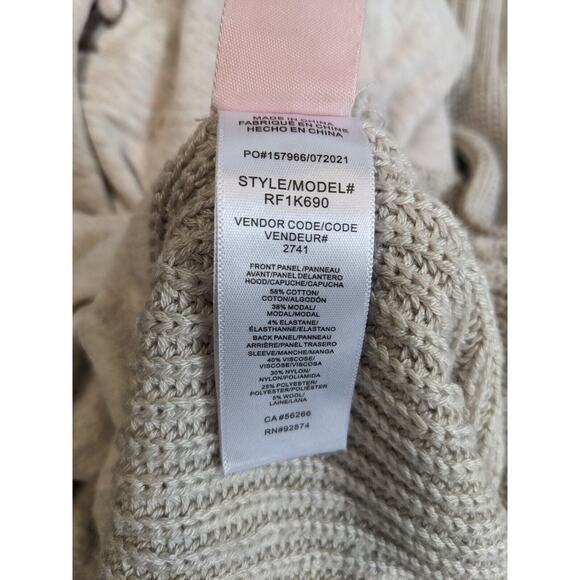 Splendid Collection Large Shea Long Sleeve Coordinating Sweater Mix Hoodie Tan - Picture 15 of 16